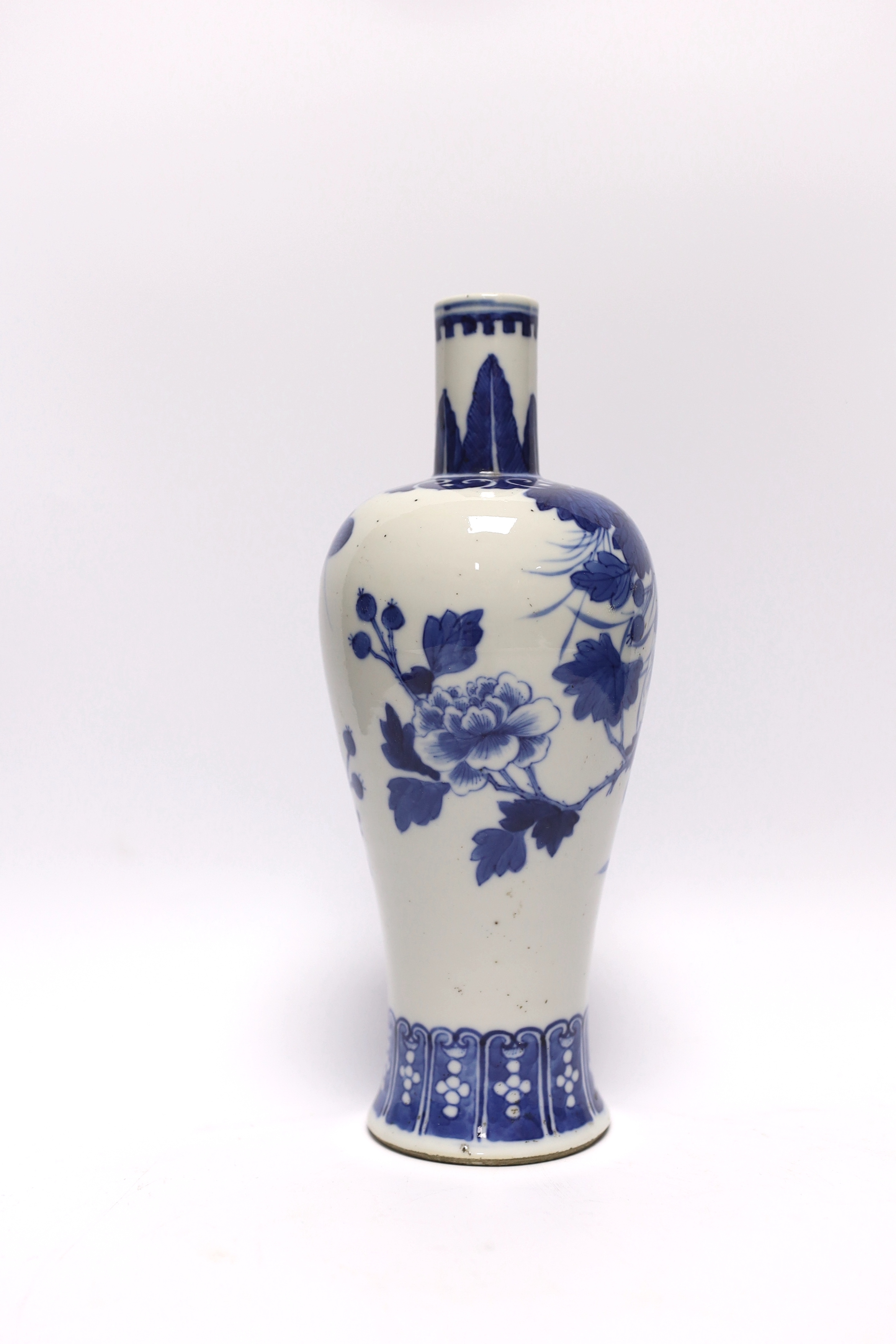 An early 20th century Chinese blue and white vase, apocryphal Kangxi mark 25.5cm